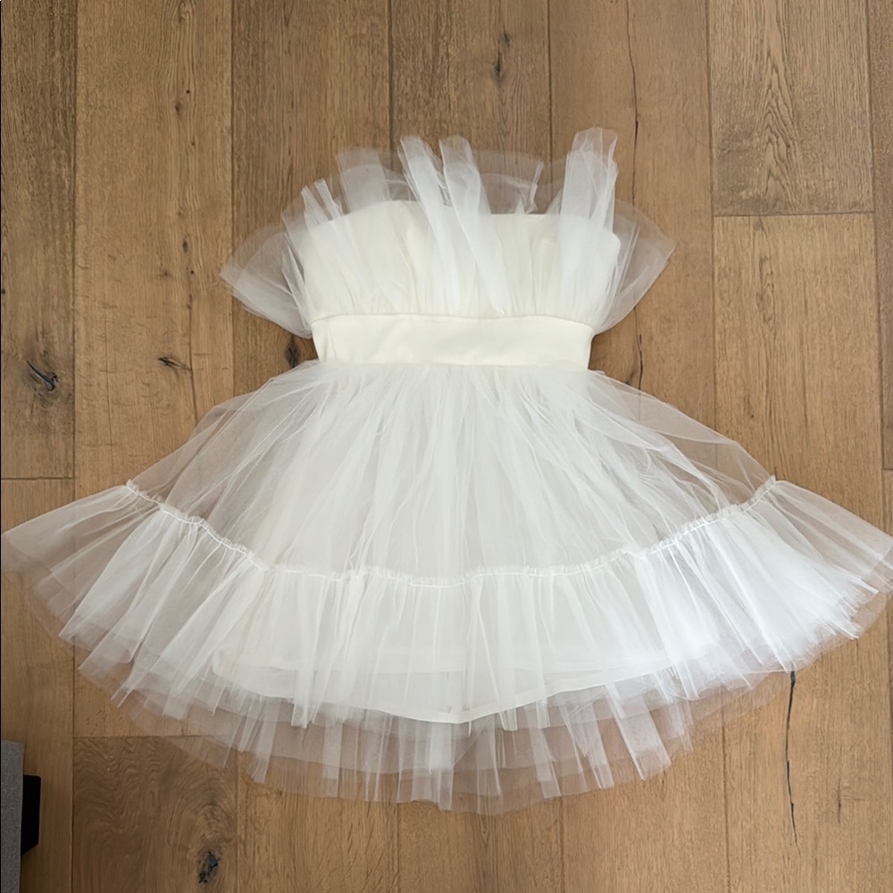 Elegant White Elle Tulle Minidress Bridal Wedding